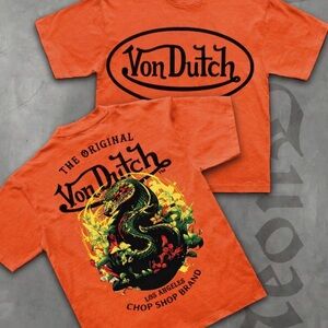 🔥 Von Dutch Men’s Orange Graphic T-Shirt